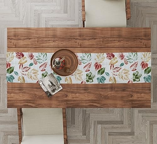 RUVANTI 100% Cotton Cloth Table Runner, Grey/Orange Floral Fall & Christmas, Table Runners 36 Inches Long, Perfect for Coffee Gatherings, Thanksgiving Dinner Parties, and as Farmhouse Table Runners