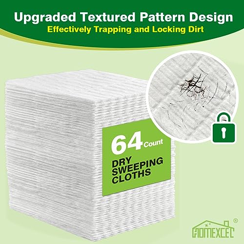 HOMEXCEL Dry Sweeping Cloths Pads Compatible with Swiffer Sweeper- Disposable Duster Refills Mop Pads for Floor Mopping and Cleaning, 64 Count