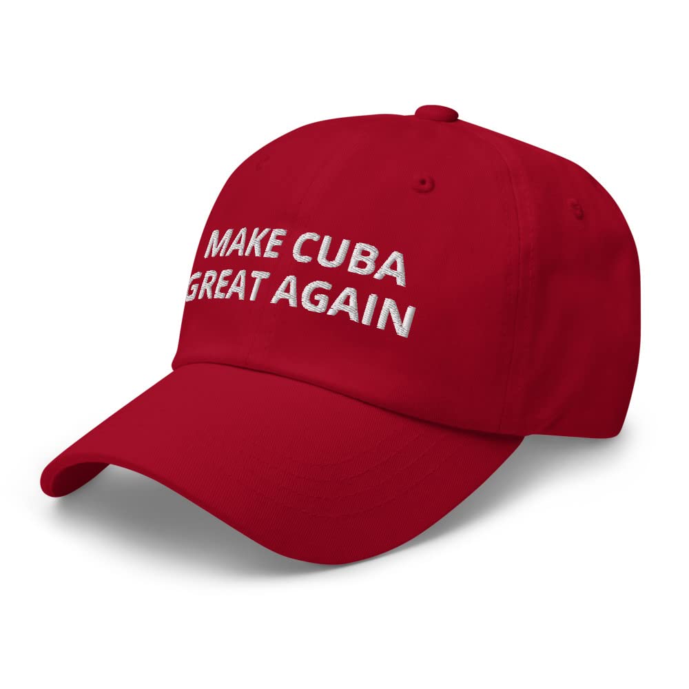 Make Cuba Great Again Hat Funny Cuba Great Again (Embroidered Dad Cap) Cranberry