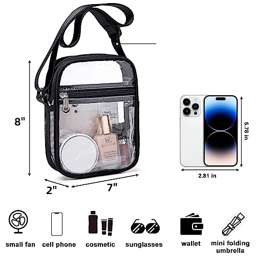 LOIDOU Clear Crossbody Bag Stadium Approved Clear Purse Bag Adjustable Shoulder Strap Clear Bag for Concerts Sports Events