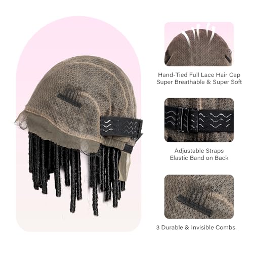 PROTEA Braided Wigs for Black Women, Full Lace Frontal Box Braids Wigs with Baby Hair, Lightweight Synthetic Fully Handmade Braided Wig, 16 Inch #2 Natural Color