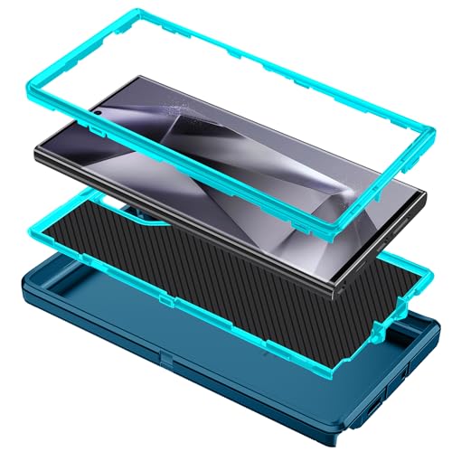 Mieziba for Galaxy S21 5G Case, Heavy Duty Shockproof Dust/Drop Proof 3 Layers Full Body Protection Rugged Cover Case for Galaxy S21 6.2 inch,Turquoise