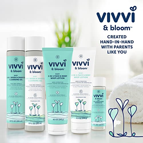VIVVI & BLOOM Gentle 2-in-1 Baby Scalp & Body Massage Oil, Fast Absorbing Formula Ideal to Moisturize, for Massage to Remove Dry Flakes on Scalp, Hypoallergenic, 4 fl. Oz