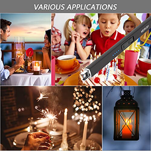 MEIRUBY 2 Pack Lighter Electric Candle Lighter Long Electronic Rechargeable USB Lighter Arc Windproof Flameless Lighters for Candle Camping BBQ Birthday Gifts for Women Mom Wife Men