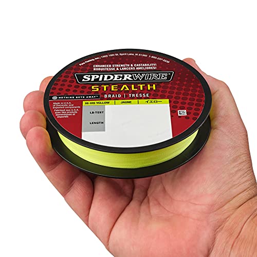 SpiderWire Stealth 8lb Braid + Trilene 100% Fluorocarbon Dual Spool, Hi-Vis Yellow/Clear, Superline Mono Equiv: 2lb