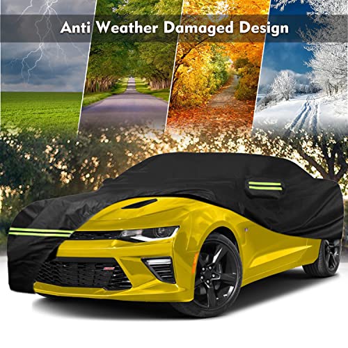 ULROLIT 6 Layer Waterproof Car Cover for Fo-rd F150 F250 F350 Raptor/Dodge Ram 1500/Chevy Silverado Crew Cab 5FT-8FT, All Weather PEVA Windproof Truck Cover w/Zipper Door for Sun Rain Snow Protection