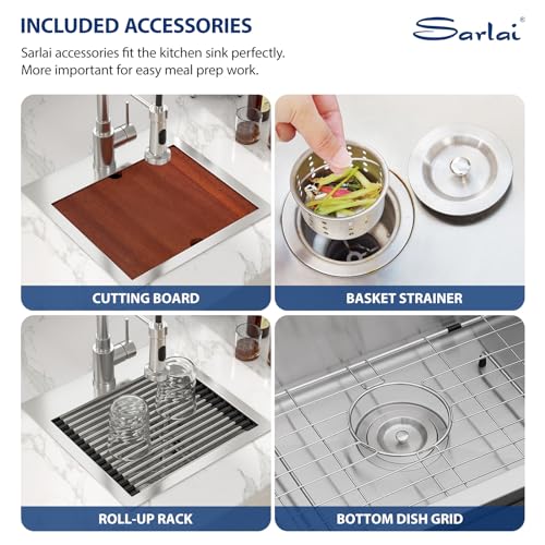 Sarlai 15 Bar Sink Drop In -15x15 Inch Kitchen Bar Sink Stainless Steel 16 Gauge Ledge Workstation Single Bowl Topmount Kitchen RV Wet Bar Outdoor Camper Small Drop Sink