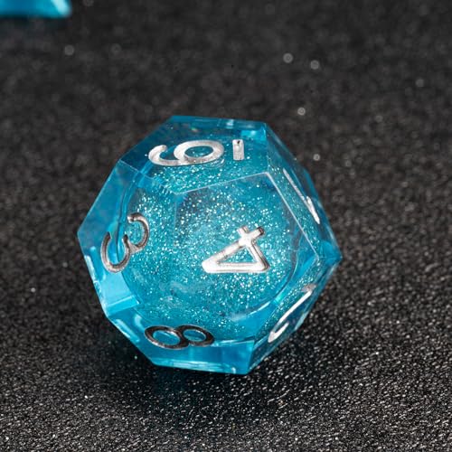 Fugacity DND Dice Set,Handmade Sharp Edge 7 Piece Resin Dice-Dungeons and Dragons Polyhedral Dice Set, D&D Dice Set with Gift Dice Case for RPG MTG Table Games