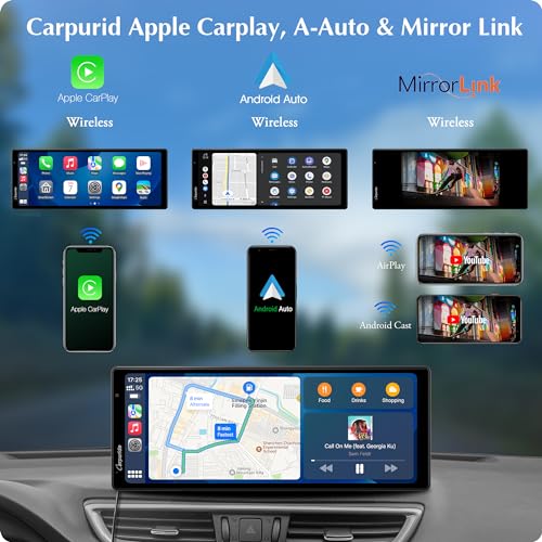 [2024 Newest] Carpuride 4K W903 Portable Wireless Carplay & Android Auto with Dash Cam - 9.3" HD IPS Screen, 4K Front Camera, Loop Recording, Bluetooth, Mirror Link, GPS, Siri, Dashboard Mounted