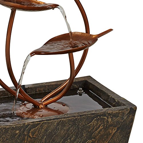 Ashton Curved Leaves 41" High Large Modern Indoor Outdoor Decor Copper Resin Floor Fountain Standing Waterfall Tiered Cascading Water Feature for Outside Garden Patio Yard Backyard - John Timberland