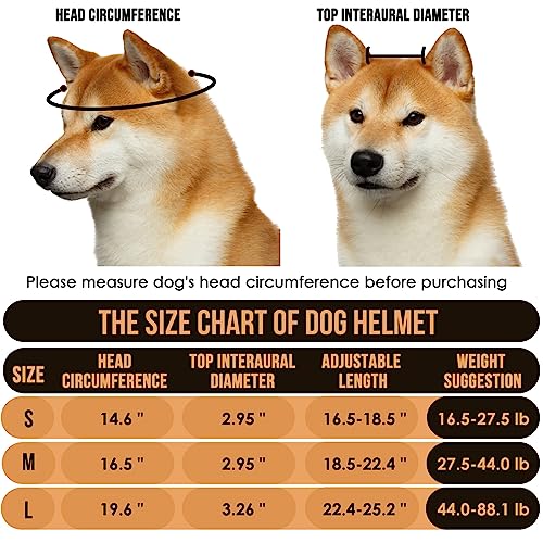 SlowTon Dog Helmet and Goggles - UV Protection Doggy Sunglasses Dog Glasses Pet Motorcycle Helmet Hat with Ear Holes Adjustable Belt Safety Hat for Small Medium Large Dogs Puppy Riding (Black, S)