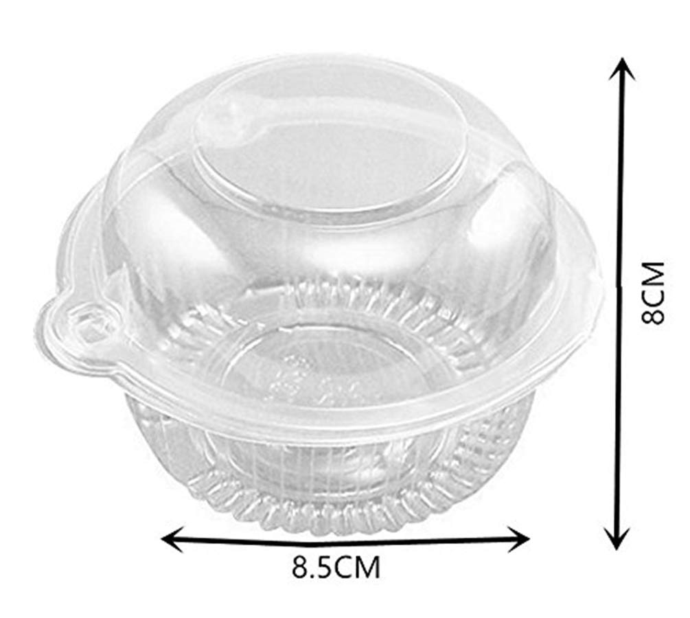 BlueSnail 50 pieces Plastic Single Individual Cupcake Muffin Dome Holders Cases Boxes Cups Pods