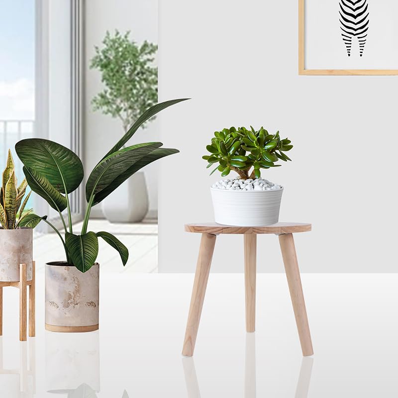 Round Plant Stand Natural Wood Color style,The wood plant stand adds a touch of nature to your home.