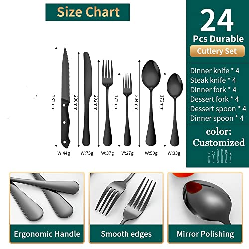 A · HOUSEWARE Silvery Flatware Set 4 Hollow Out Cutlery Stainless Steel Silverware 20 Pieces Forks Spoons and Knives Kitchen Utensils Hanging Handle Durable