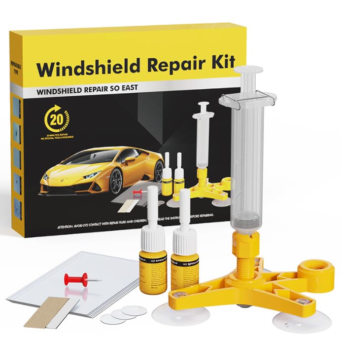 PHIXBEAR Windshield Repair Kit, 2025 New Package Windshield Crack Repair Kit with Pressure Syringes, Long-Lasting for Windshields, Windows, Mirrors, All Crack Types Windshield Chip Repair Kit