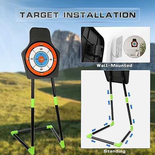 Handwell Archery Toy Set for Kids, Bow and Arrow Set with 10 Suction Cup Arrows, LED Light Up Archery Set with Standing Target & Quiver, Bow and Arrows Set Toy Gift for Boys Girls Children Age 3-12