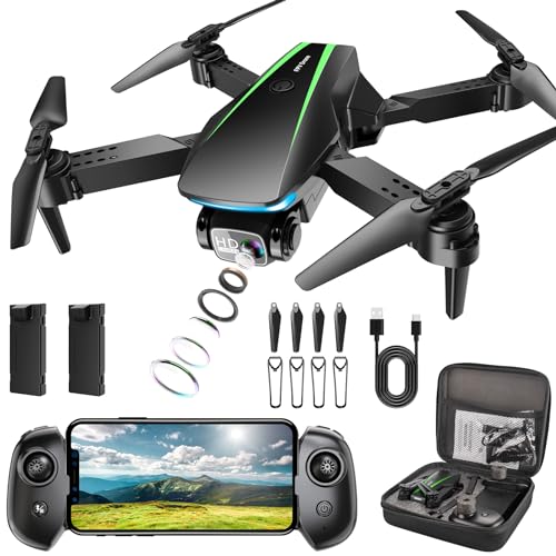 RADCLO Mini Drone with Camera - 1080P HD Foldable Drone with Stable Hover, Gravity Control, Auto-Follow, Trajectory Flight, 90° Adjustable Lens, One Key Take Off, 2 Batteries, Drones for Adults Kids