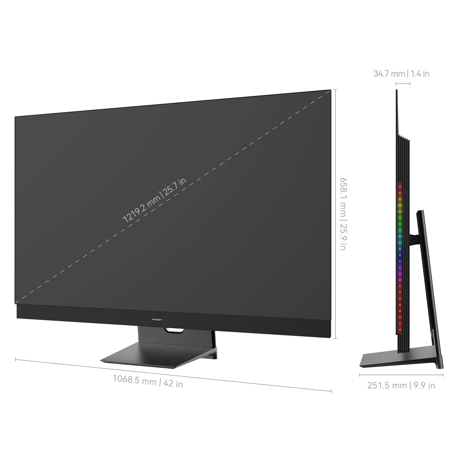 INNOCN 48" OLED Gaming Monitor 4K 138Hz UHD HDMI 2.1 USB Type C Computer Monitor FreeSync Premium Pro, 100% sRGB, 10Bits, HDR 10, Built-in Stereo Speakers, VESA Mountable, Black - 48Q1V