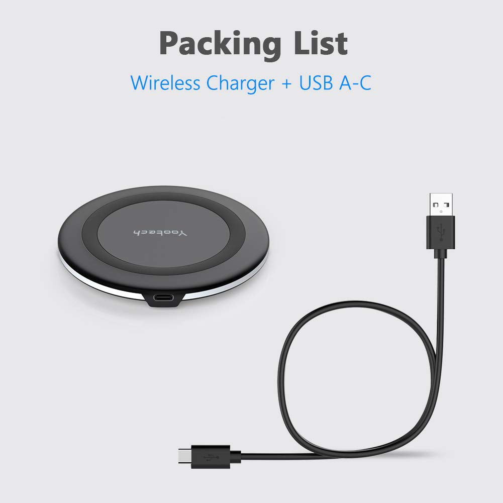 Yootech Wireless Charger,10W Max Fast Wireless Charging Pad Compatible with iPhone 16/16 Plus/16 Pro Max/15/14/13/SE 2022/12/11/X/8,Samsung Galaxy S22/S21/S20,for AirPods Pro 2(No AC Adapter)