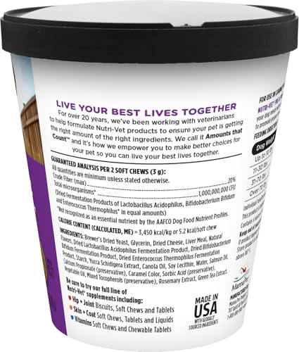 Nutri-Vet Pre and Probiotic Soft Chews for Dogs | Digestive Health Support | Tasty Alternative to Probiotic Powder | 120 Soft Chews