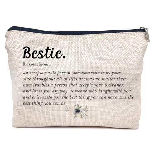 IWXYI Bestie Makeup Bag,Bestie Definition Makeup Bags With Zipper,Bestie Friend Makeup Bag Zipper Pouch Travel Toiletry Gifts For Women,Bestie Gifts For Women