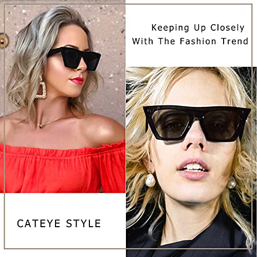 FEISEDY 2 PACK Vintage Square Cat Eye Sunglasses Women Trendy Cateye Sunglasses B2473-F2