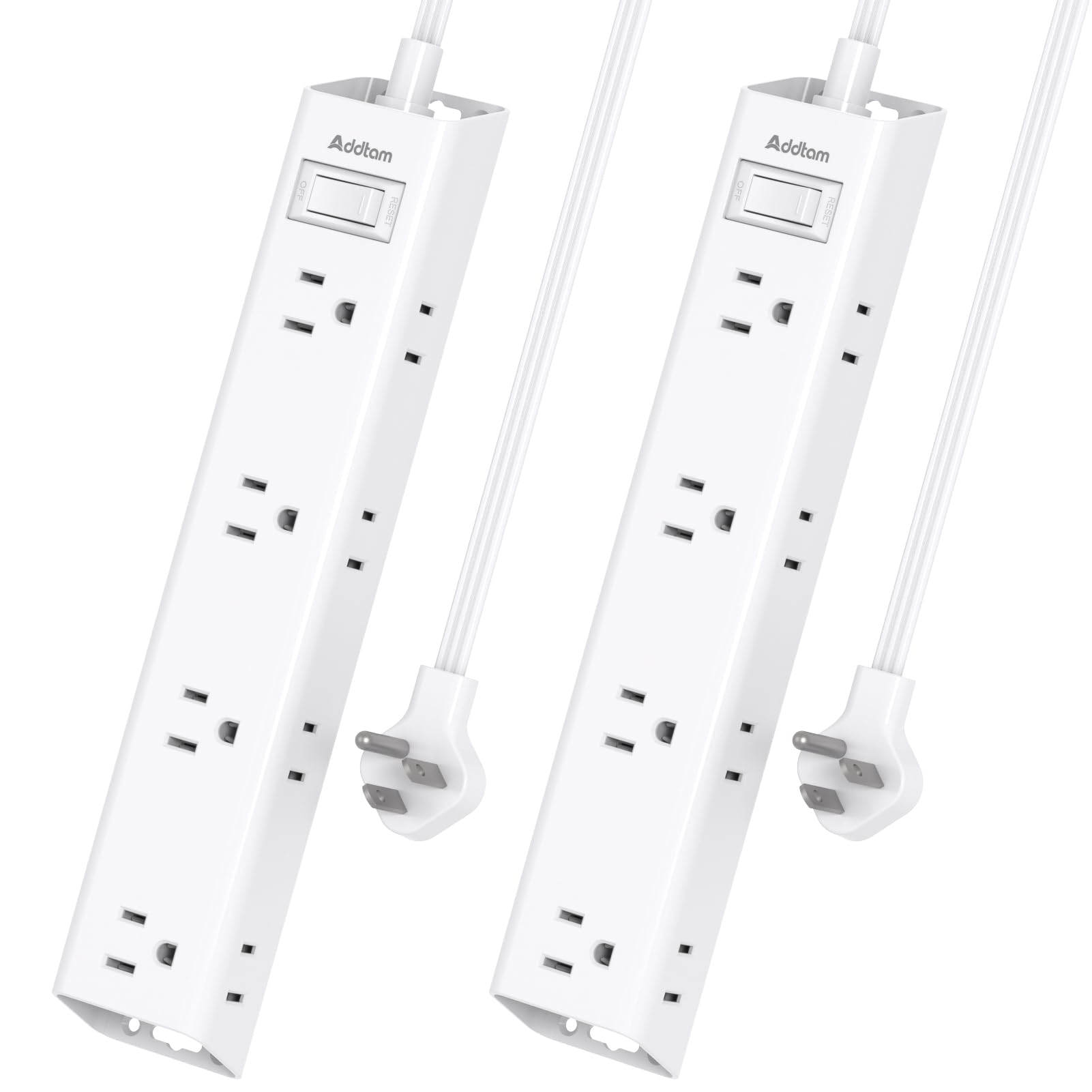 2 Pack Surge Protector Power Strip - Flat Plug Extension Cord, 12 Outlet Extender 3 Sides with Overload Protection, 5ft, 1050J, Wall Mount Multi Plug Adapter for Home Office College Dorm Essentials