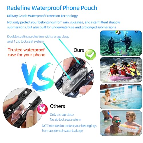 AiRunTech Waterproof Fanny Pack,Waterproof Phone Pouch for iPhone 15 14 13 12 11 Pro Max,IPX8 Waterproof Dry Bag for Snorkeling Beach Cruise Kayaking Pool Swimming(Phone Case + Waist Bag 2-Piece Set)