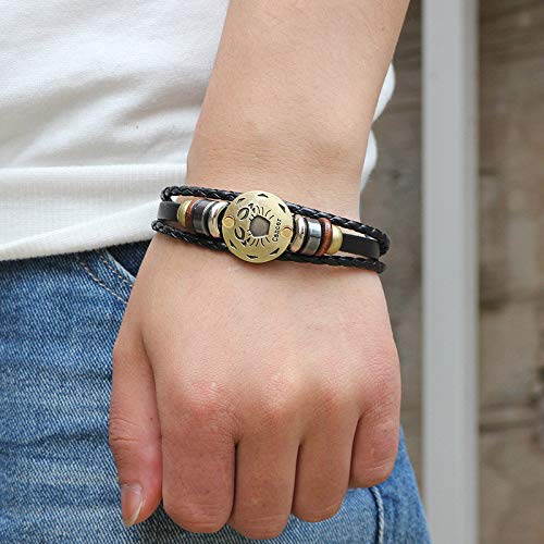 Dcfywl731 2Pcs Libra Zodiac Bracelets for Women 12 Constellations Multilayer Leather Bracelet Handmade Woven Zodiac Sign Wrap Wristband Cuff Bracelet Zodiac Gifts for Birthday Christmas