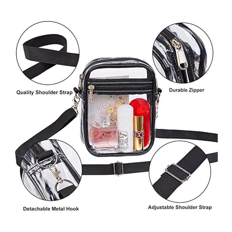 YXQSED Clear Crossbody Messenger Shoulder Bag With Adjustable Strap Concert Stadium Approved Transparent Purse (Extra Large)