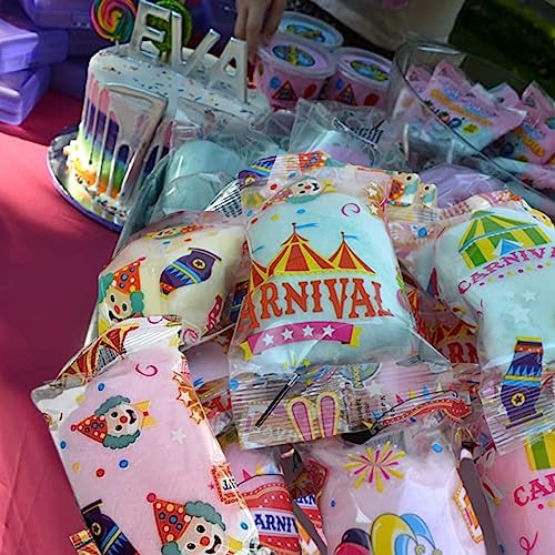 Lupy Lups! Cotton Candy Bags Carnival Desing - Assorted Flavors- Individual Package Big Bulk 0.53 oz each - Pastel Candy for Stocking, Treats, Party Favors, Buffet table Pinata (Carnival 24 Pack)