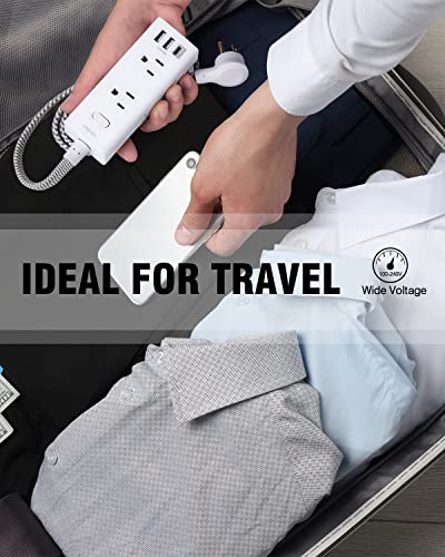 Power Strip Surge Protector - 6 Widely Outlets with 3 USB Ports(1 USB C), 3 Sided Outlet Extender, Flat Plug Extension Cord, Wall Mount Small Power Strip for Home Office Travel College Dorm Room
