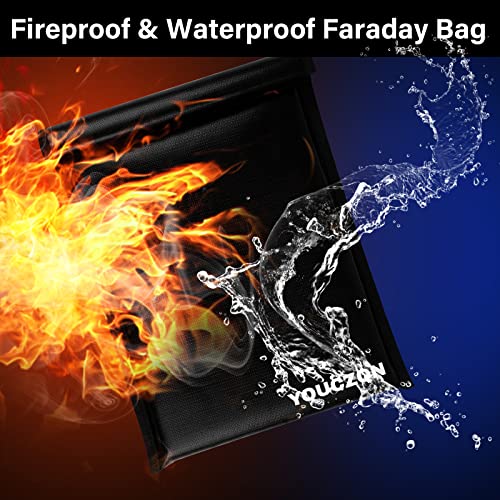 Faraday Bags Fire Water Resistant-Block Signals, 3 Pack Faraday Bags Effective Against Hacking, Tracking, NFC/WiFi/Bluetooth, Faraday Cage Suitable Laptops, Phones (3PCS, Black)