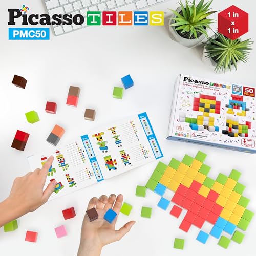 Picasso Cubes Magnetic Cube Puzzle 6-in-1 Vehicle Theme Pattern Magnet Brain Teaser Cubes Building Block 120 Pictures Toy Set Kids Ages 3 & Up Preschool Children Promotes Problem PMC24