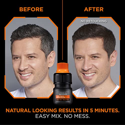 L’Oreal Paris Men Expert One Twist Mess Free Permanent Hair Color, Mens Hair Dye to Cover Grays, Easy Mix Ammonia Free Application, Dark Brown 03, 1 Application Kit