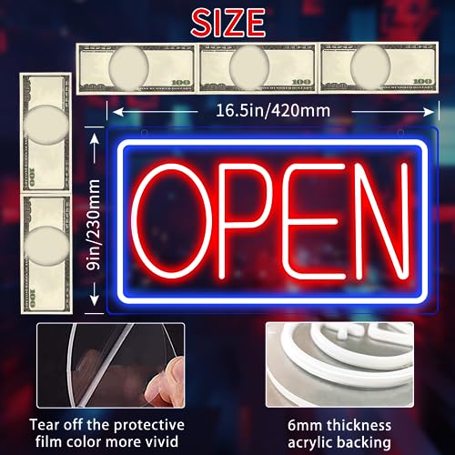 Open Signs for Business Ultra Bright LED Neon Open Signs 16 Inch Plug In Electric Light Up Open Sign with ON/OFF Switch for Business Storefront Window Glass Door Shop Store Florists Bar Salon Cafes Restaurant Pubs