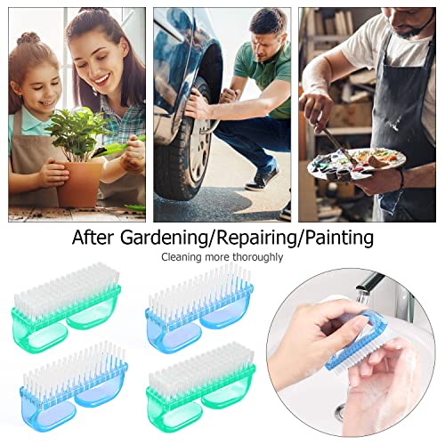 Larbois Handle Grip Nail Brush, Hand Fingernail Brush Cleaner Scrubbing Kit Pedicure for Toes and Nails Men Women (4 Pack)