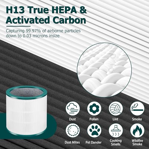 2 Pack HEPA Filter Replacement for Dyson Tower Purifier Pure Cool Link TP01, TP02, TP03, AM11, BP01, Funmit 360° Combi HEPA and Activated Carbon Filter, Compared to Part 968126-03