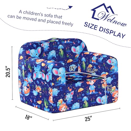 Welnow Kids Sofa Toddler Chair, Chirldren Couch with Side Pockets Glow in The Dark Kids Armchair with Removable and Washable Cover Carrying Handle Kids Read Sofa for Girl or Boy