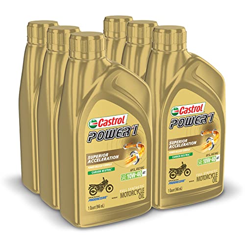 Castrol Power1 4T 10W-40 Full Synthetic Motorcycle Oil, 1 Quart, Pack of 6