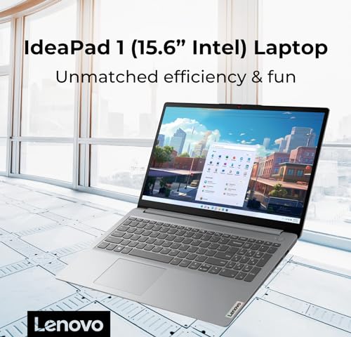 Lenovo IdeaPad 1 Student Laptop, 15.6" FHD Display, Intel Dual Core Processor, 8GB RAM, 128GB SSD + 128GB eMMC, Wi-Fi 6, Webcam, Bluetooth, 1 Year Office 365, Windows 11 Home, Grey