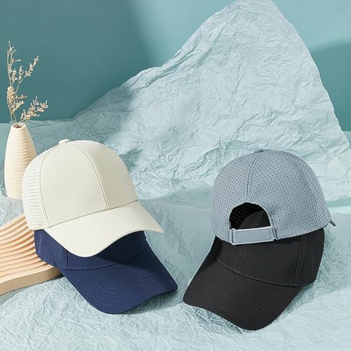 Quanhaigou Quick Drying Baseball Cap,Men Women Curved Brim Hats,Mesh Lightweight UV Protection for Outdoor Sports Black