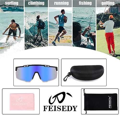 FEISEDY Sports Sunglasses for Men and Women, UV400 Protection Cycling Goggles Golf Baseball Driving Fishing B0022