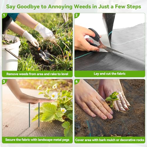 iropro 3ftx50ft Weed Barrier Landscape Fabric Heavy Duty, Woven Weed Control Cloth, Woven Geotextile Fabric for Underlayment, Gardening Ground, Commercial Driveway Weed Block Cover Mat