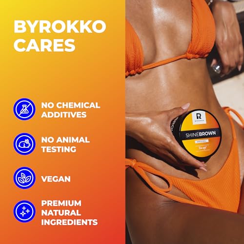 BYROKKO Shine Brown Tanning Oil 7.1 Fl Oz, Tan Accelerator Cream, Use it as Indoor Tanning Lotion for Tanning Beds or Outdoor Sun, Faster Tanning with Premium Natural Ingredients