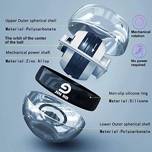 JIN BD Wrist Trainer Ball Auto-Start Wrist Strengthener Gyroscopic Forearm Exerciser Gyro Ball for Strengthen Arms, Fingers, Wrist Bones and Muscles With LED light, black