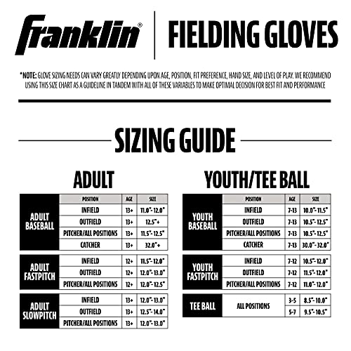 Franklin Sports Baseball + Softball Glove - Field Master Baseball + Softball Mitt - Adult + Youth Glove - Men's + Women's Baseball + Softball Gloves - Left Hand Throw - 13" - Gold
