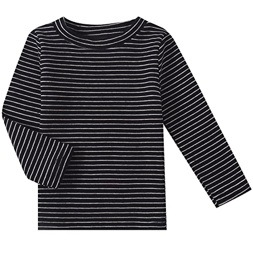 Baby Girls Long Sleeve Tee Shirts Little Kids Cotton Striped Crew Neck Tops (Pink,12M)