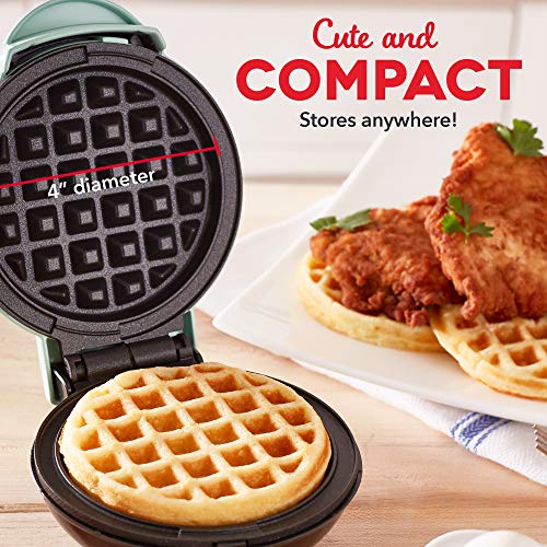 DASH Mini Waffle Maker Machine for Individuals, Paninis, Hash Browns, & Other On the Go Breakfast, Lunch, or Snacks, with Easy to Clean, Non-Stick Sides, White Waffle 4 Inch