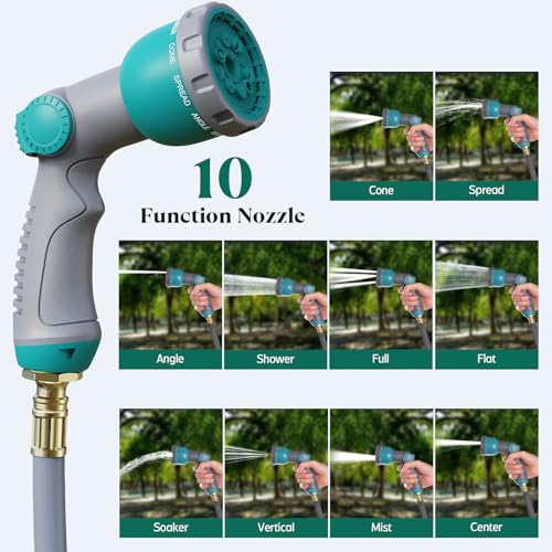 Gilbest Retractable Garden Hose Reel,1/2 in x 65 ft Wall Mounted Hose Reel, with 10- Function Sprayer Nozzle, Any Length Lock/Slow Return System/Wall Mounted/180°Swivel Bracket (Grey)